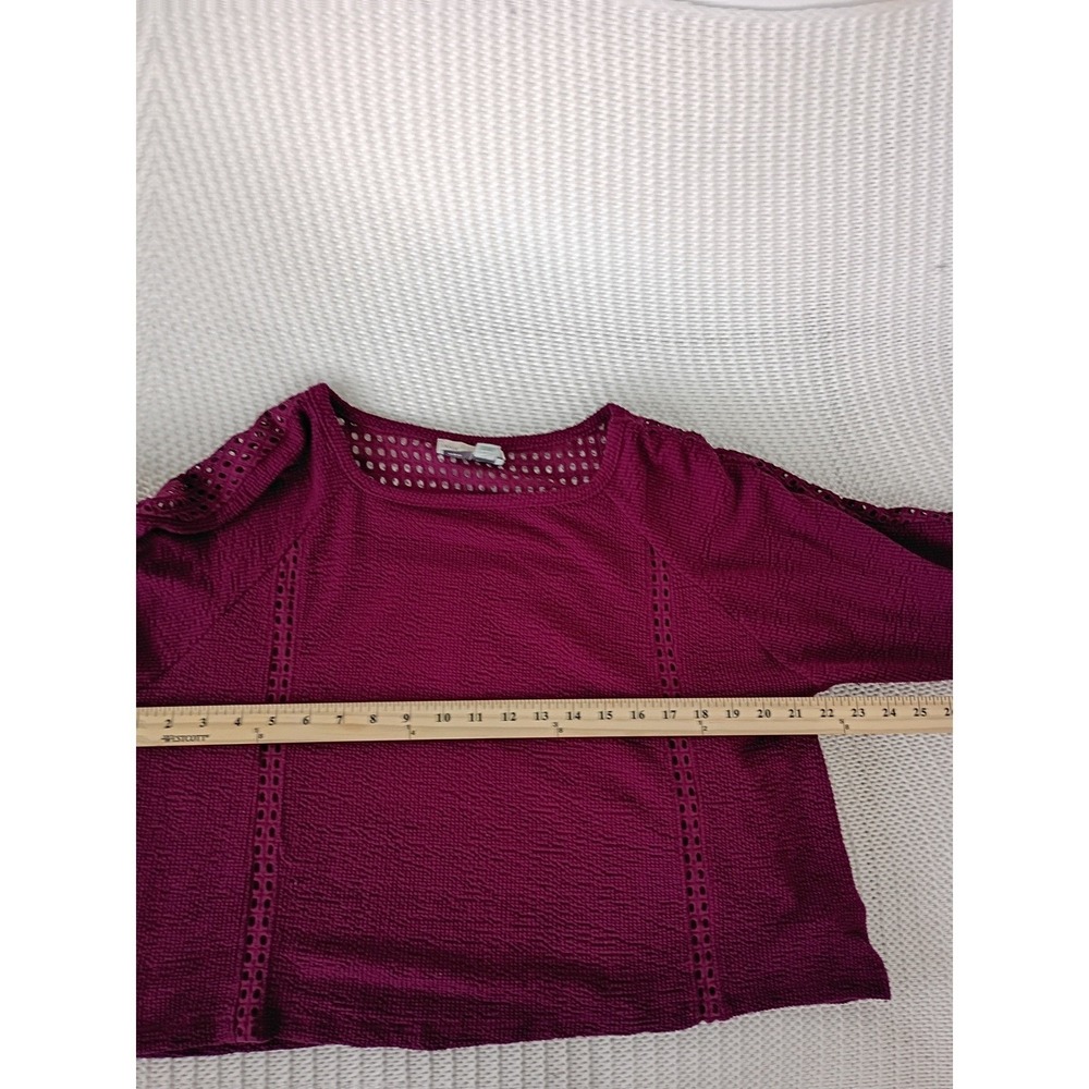 Anthropologie Saturday Sunday Magenta 100% Cotton Crochet Tassel Boho Blouse S - Picture 9 of 11